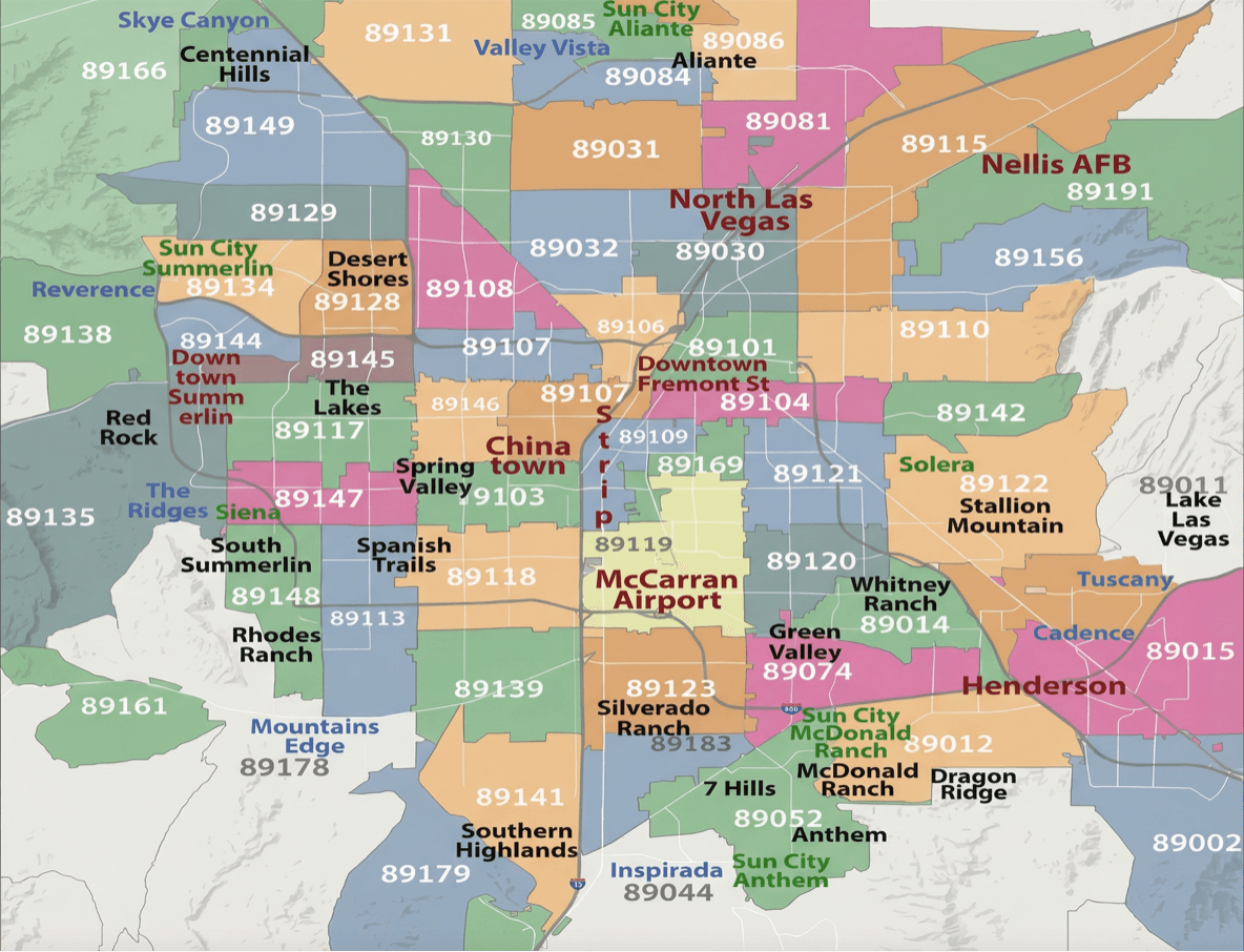 Las Vegas Valley ZIP code map
